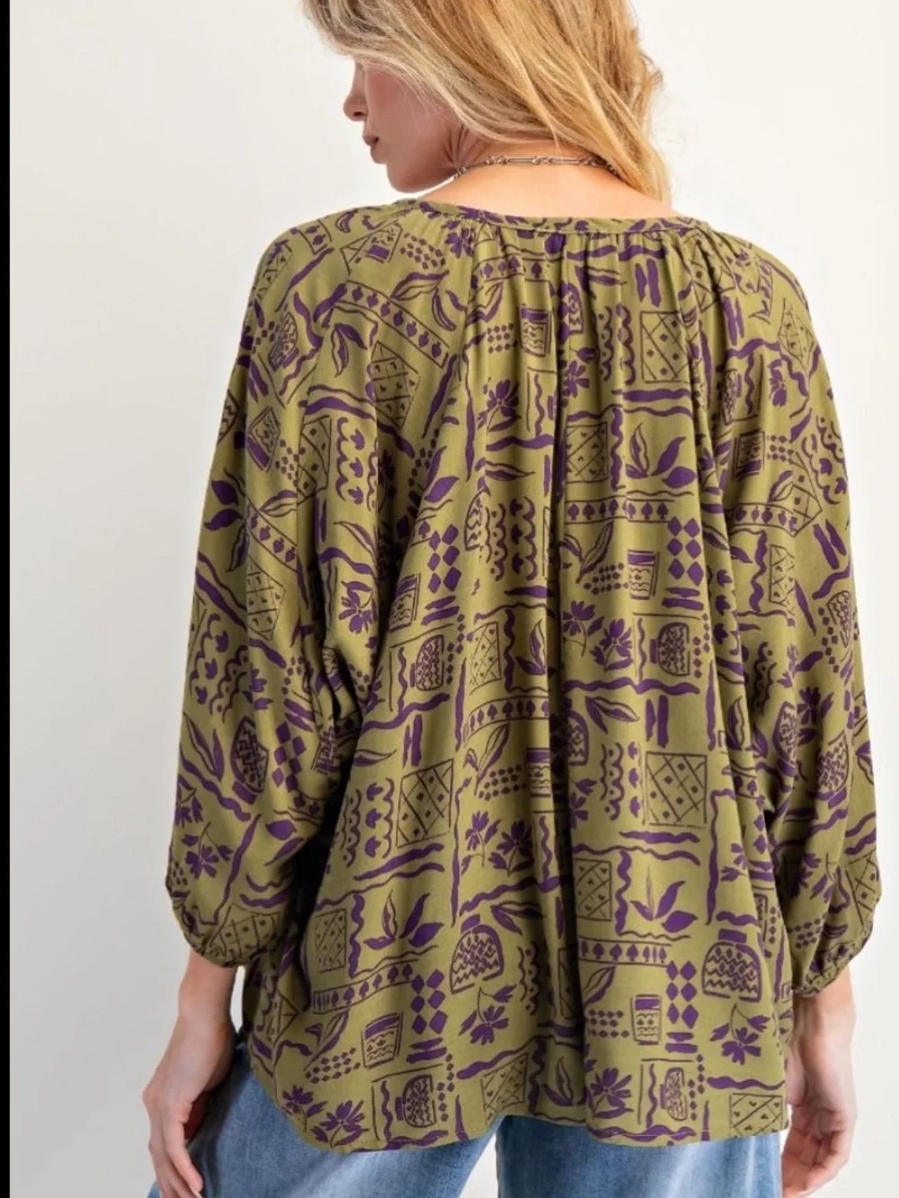 405 EASEL AZTEC PRINTED RAYON CHALLIS WOVEN TOP PANTS - MATCHING SET
